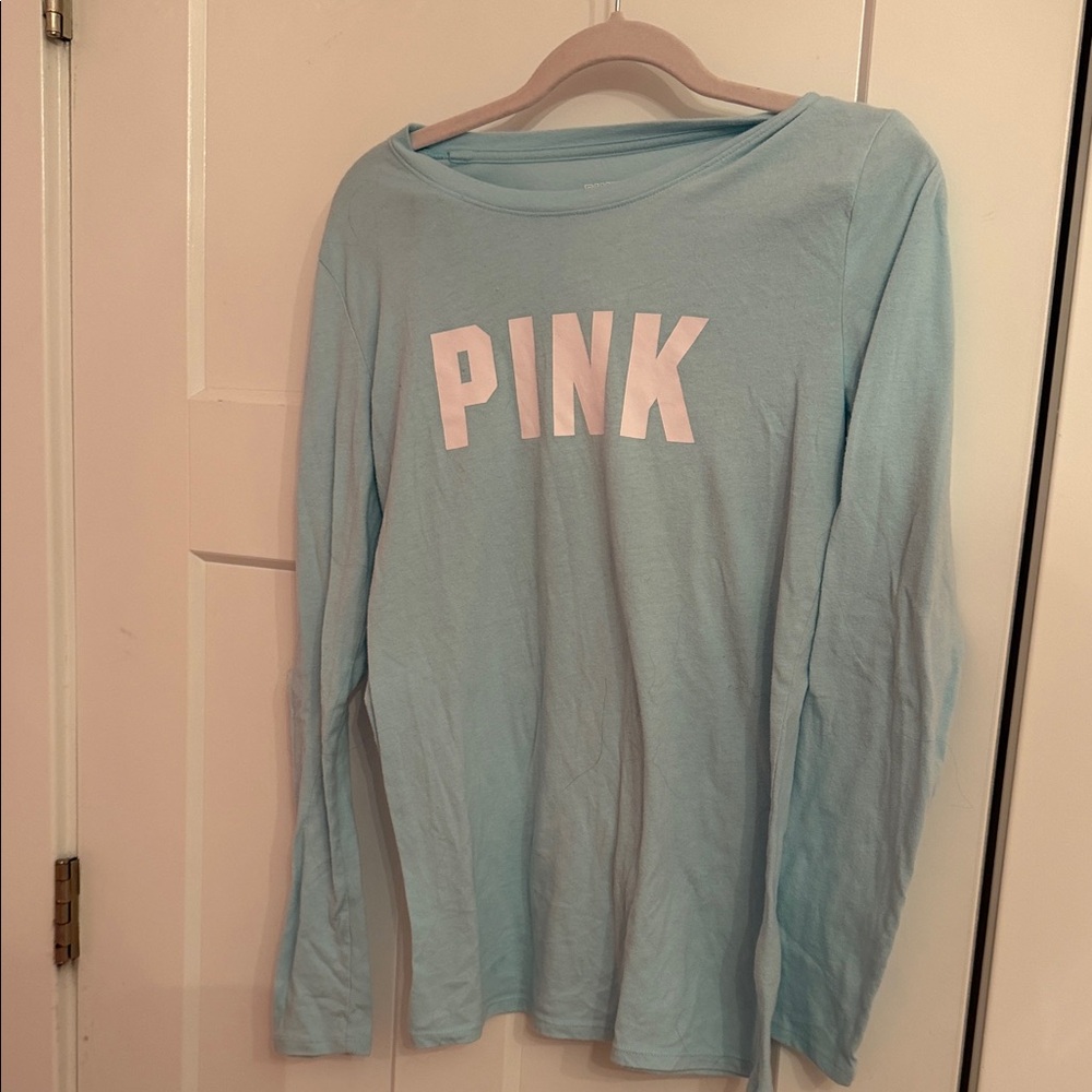 Light Blue Long Sleeve PINK Shirt